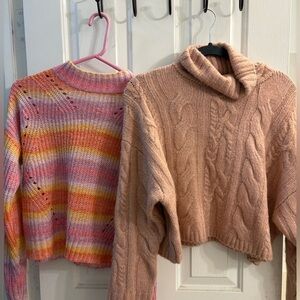 Women’s sweater tops size small Love Tree Pink and Multicolor Sweater Duo